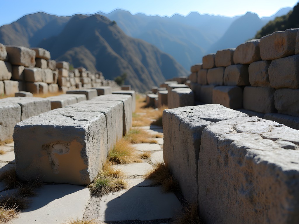 Abandoned partially carved stones at Cachicata quarry with ancient tool marks visible