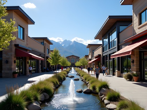 City Creek Center shopping mall with mountain backdrop in Salt Lake City
