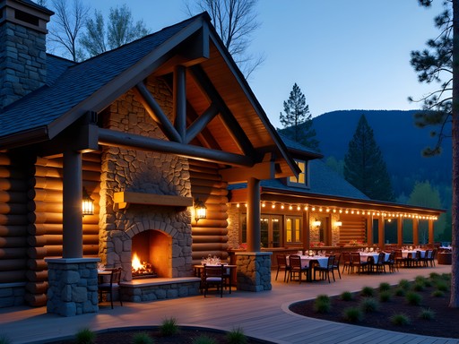 Log Haven restaurant nestled in Millcreek Canyon with mountain views