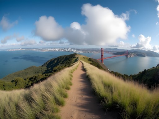 Panoramic view of San Francisco Bay from Mount Livermore summit on Angel Island