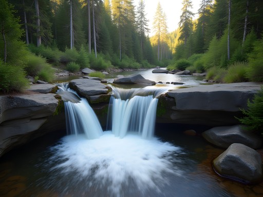 Robertson Falls cascading through boreal forest in Wapawekka Hills, Saskatchewan