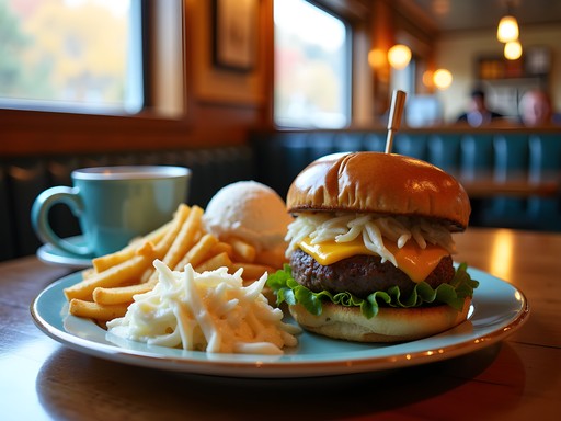 Local Connecticut comfort food at a diner after hiking