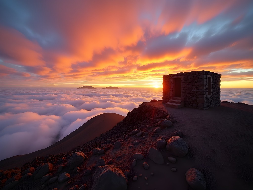 Sunset view from Altavista Refuge on Mount Teide