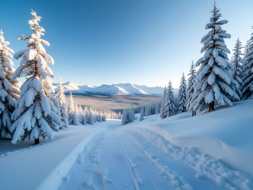 Pristine backcountry powder field beyond Kamiskotia Snow Resort boundaries