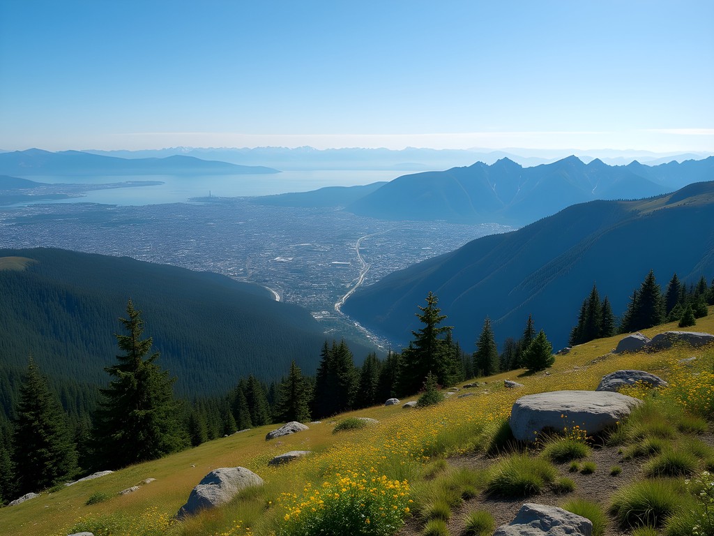 Panoramic view of Vancouver from Mount Seymour First Peak