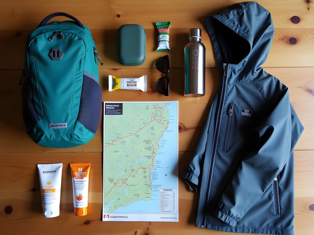 Hiking essentials for North Shore Mountains laid out next to daypack