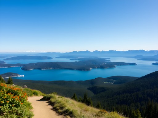 Family enjoying panoramic view from Mount Gardner on Bowen Island