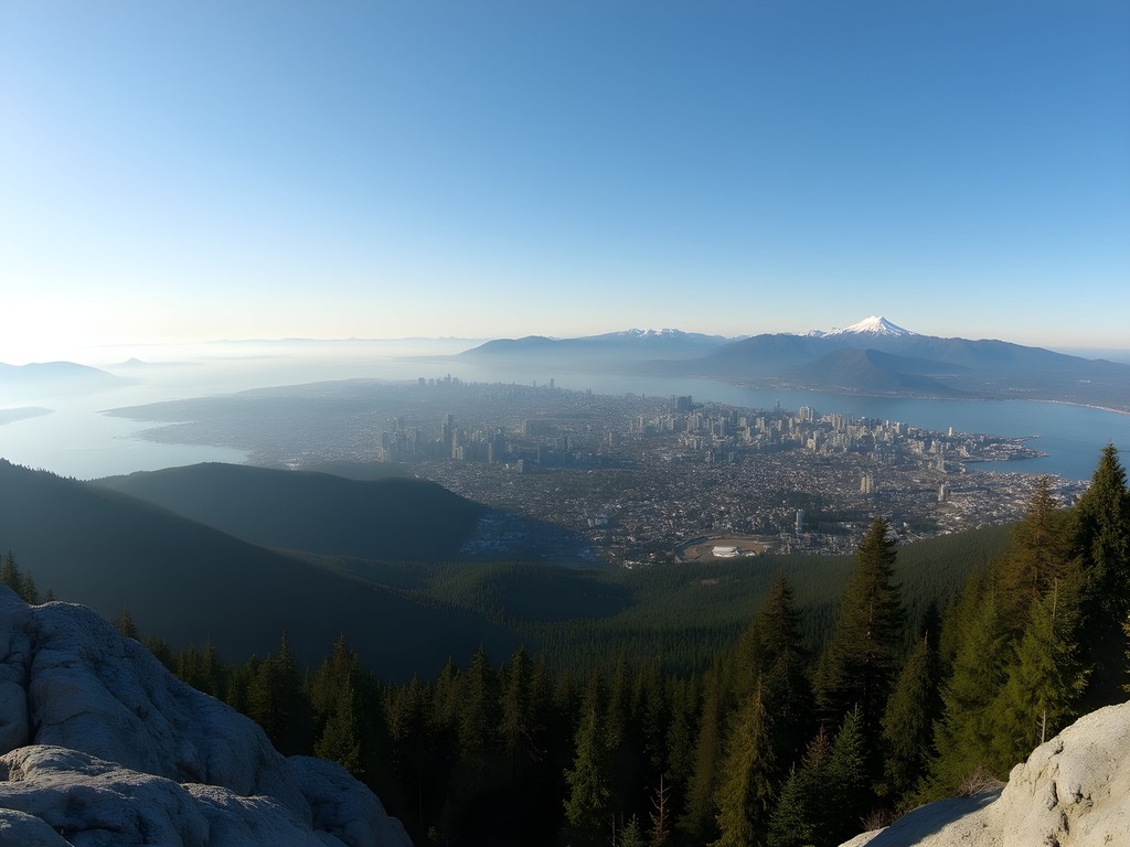 Panoramic view of Vancouver from Mount Seymour First Peak trail