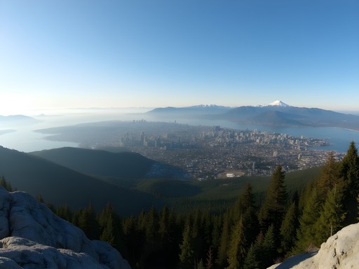 Panoramic view of Vancouver from Mount Seymour First Peak trail