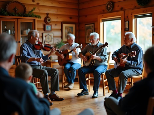 Live old-time music performance at Blue Ridge Music Center with audience