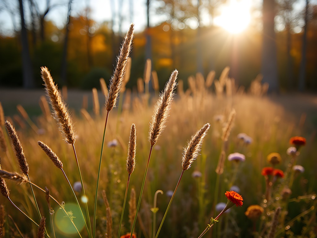 Geometric patterns in autumn meadow at Mt. Cuba Center