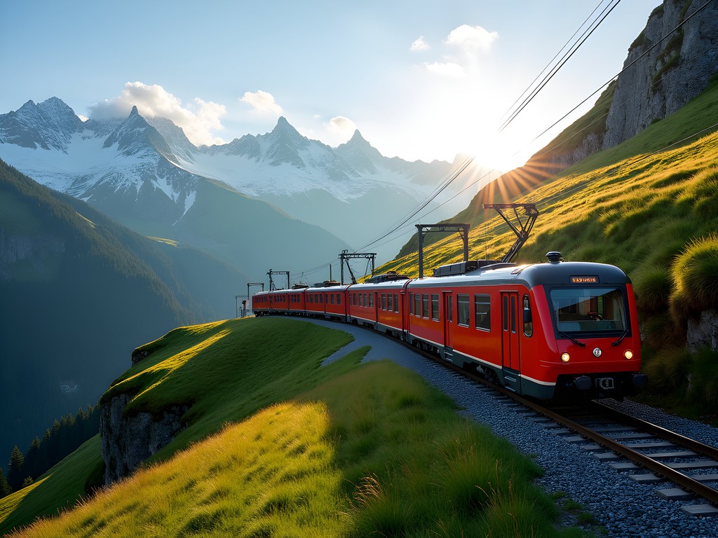 World's steepest cogwheel railway ascending Mt. Pilatus with panoramic Alpine views