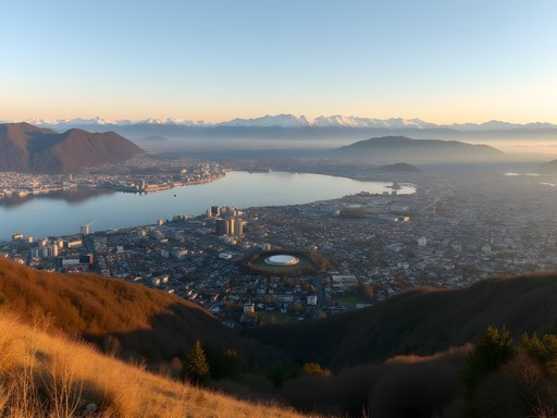 Panoramic view from Uetliberg showing Zurich city, lake and Alpine mountains