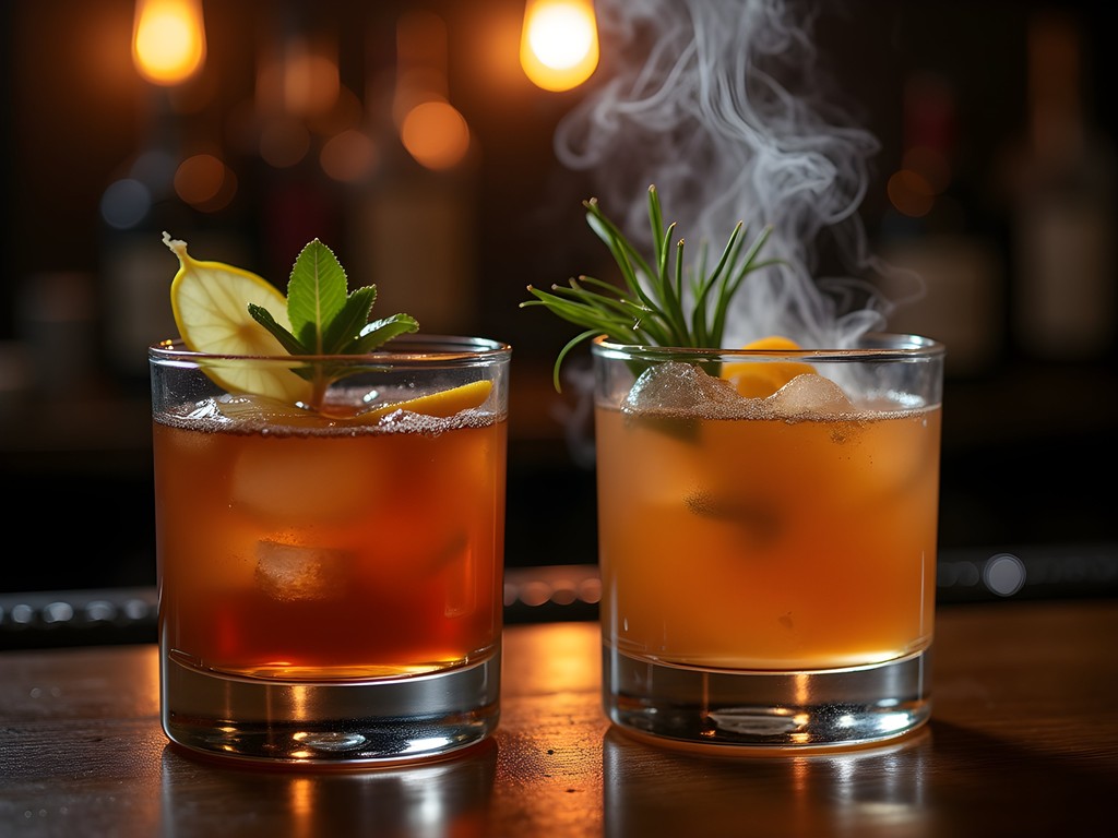 Elegantly crafted tea-infused cocktails at Gedulgt speakeasy bar in Aarhus