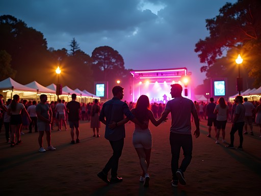 Couples enjoying electronic music at WOMADelaide festival