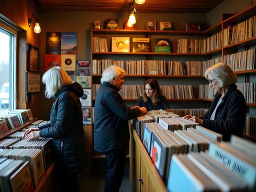 Cozy record shop in downtown Akureyri with vinyl collections