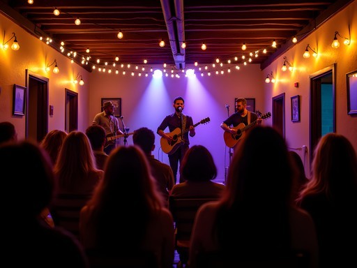 Atmospheric live music performance at an intimate Albuquerque venue with southwestern decor
