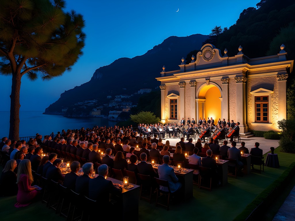 Nighttime classical concert at Villa Rufolo gardens in Ravello