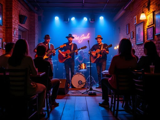 Blues musicians performing at an intimate live music venue in Baton Rouge