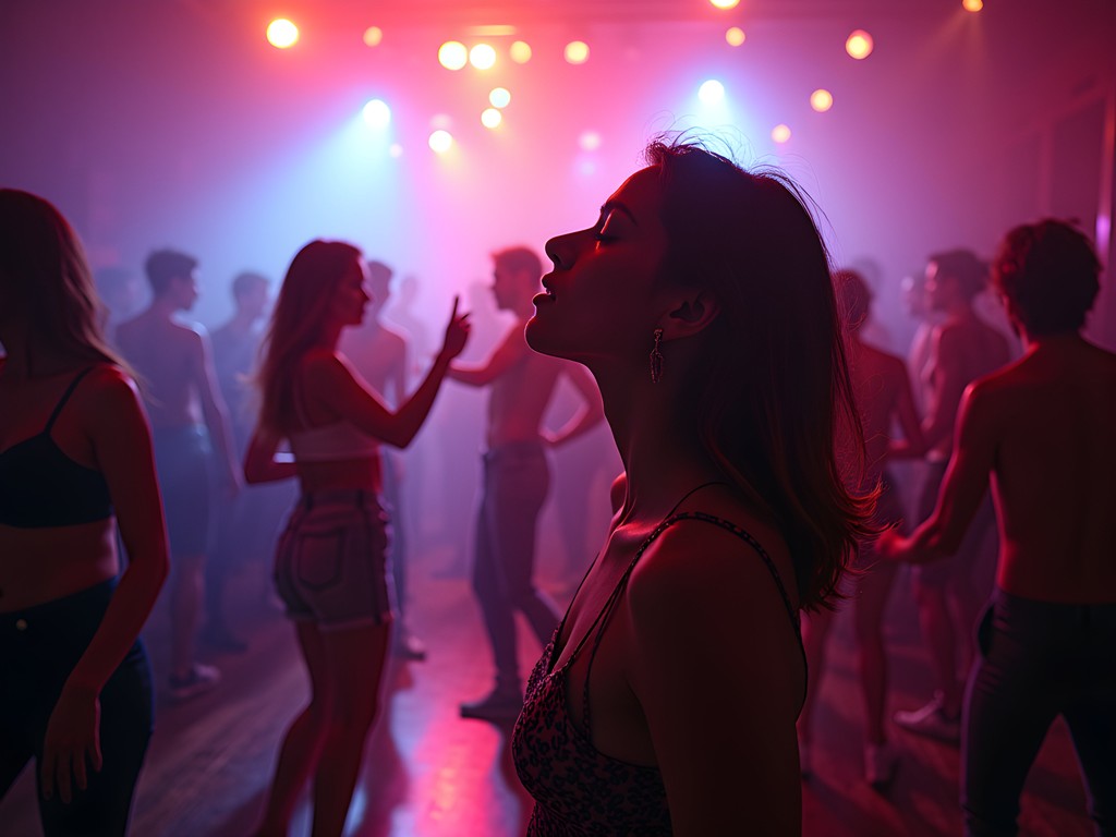 Solo traveler enjoying Berlin nightclub dance floor