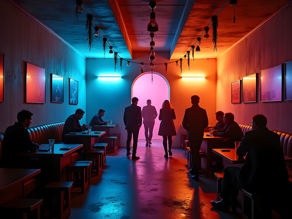 Multiple connected rooms in Instant & Fogas Complex with different lighting and atmospheres