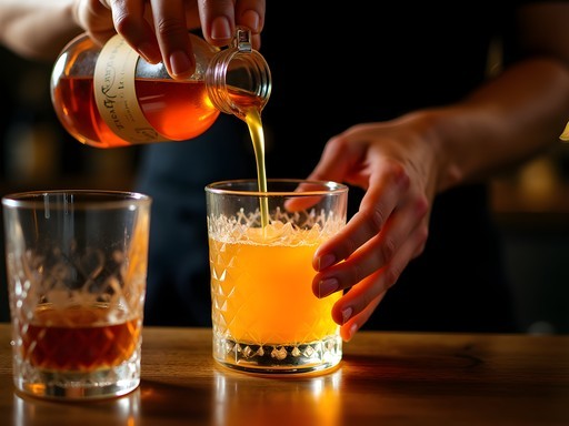 Elegant craft cocktail being prepared in upscale Caracas speakeasy