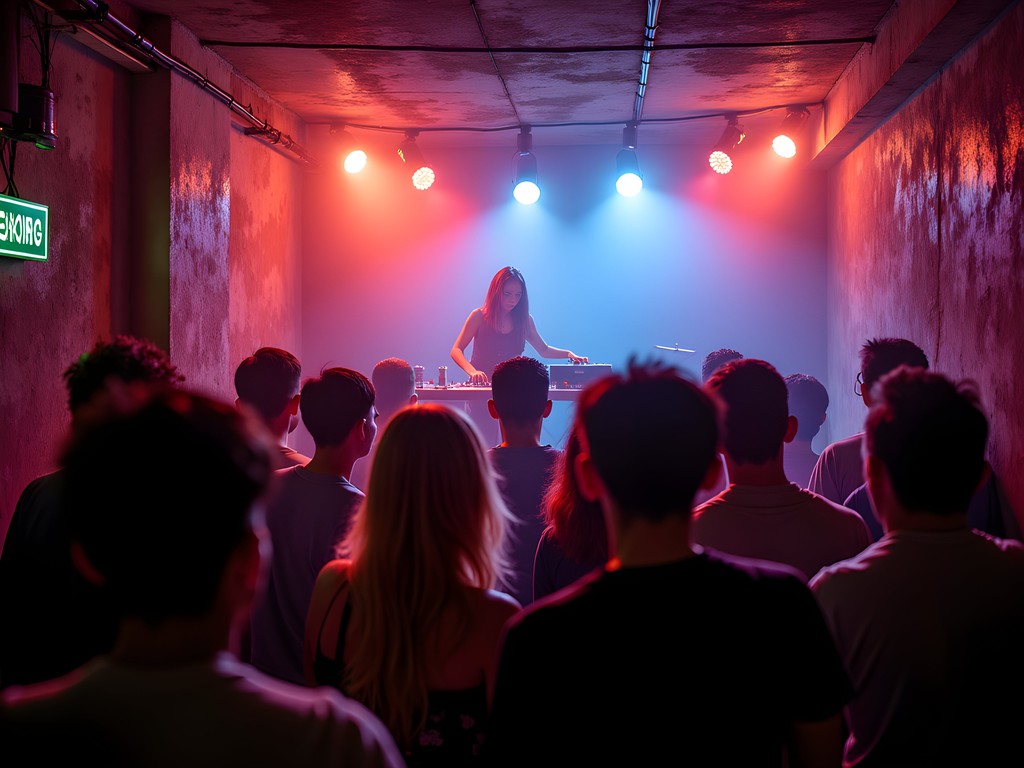 Intimate underground electronic music venue in Chengdu with local DJs performing to diverse crowd