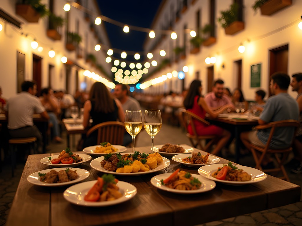 Family enjoying tapas at outdoor restaurant in Cordoba's Jewish Quarter
