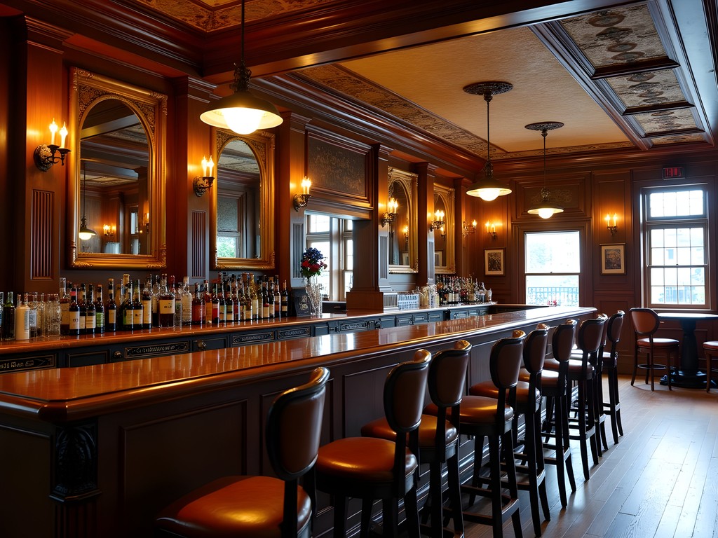 Historic Dublin pub interior showing perfect acoustics with wooden panels and brass fixtures