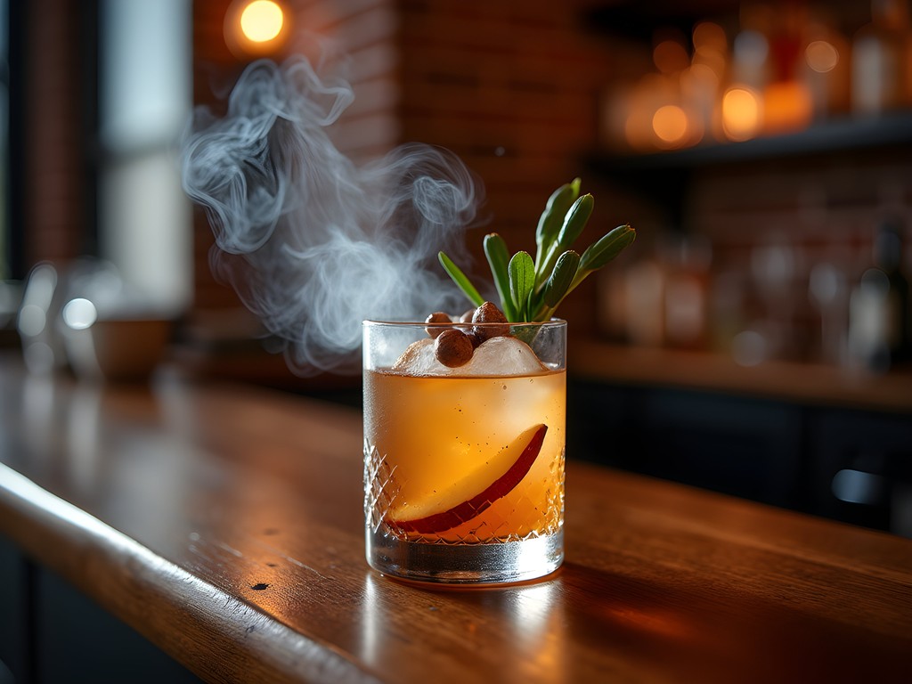 Artisanal craft cocktail at Eau Claire Wisconsin bar with local ingredients