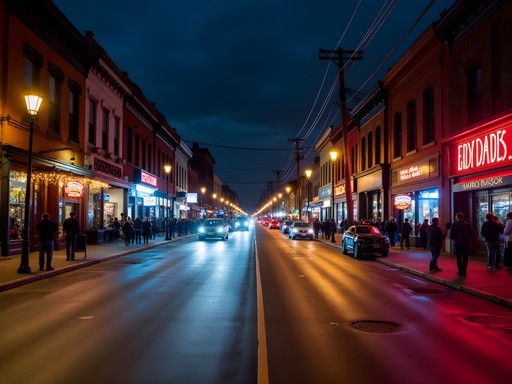 Time-lapse visualization of Elizabeth NJ's nightlife progression from evening to morning