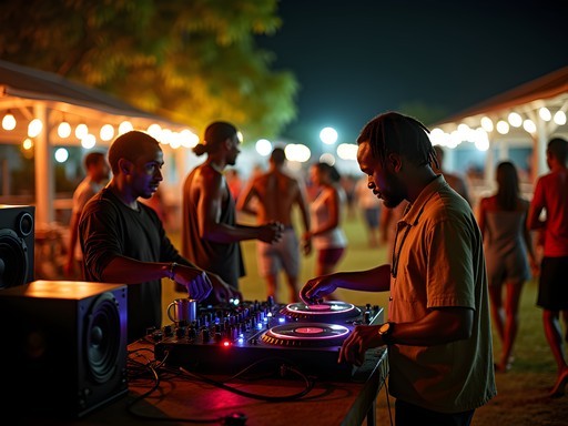 Authentic reggae sound system night gathering in Liberta, Antigua