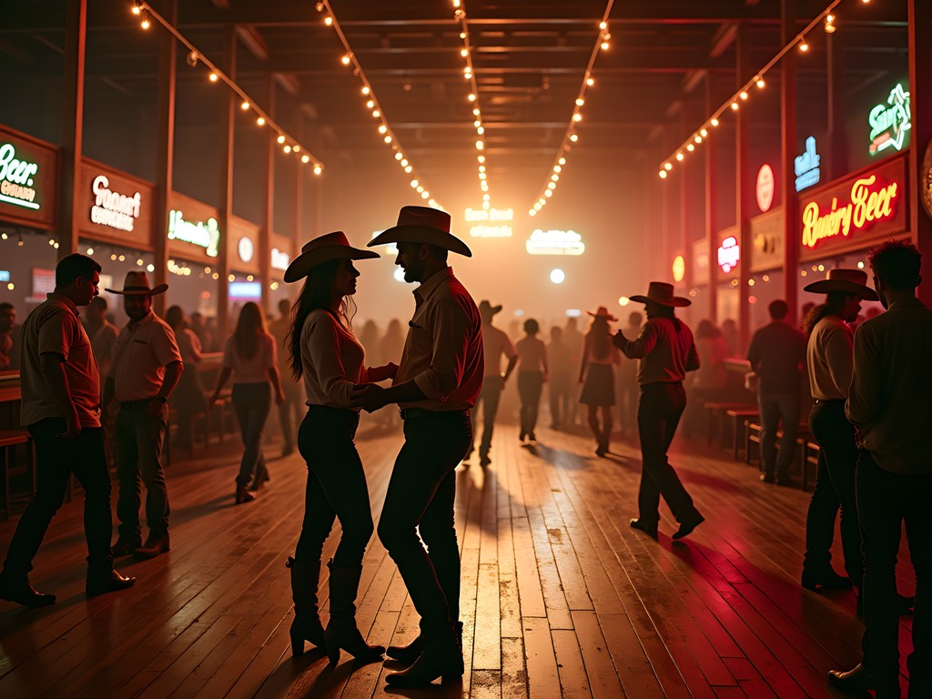 Couples two-stepping on the massive dance floor at Billy Bob's Texas in Fort Worth
