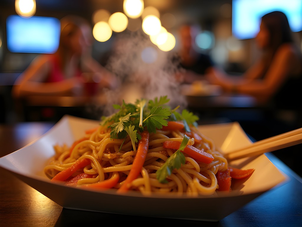 Colorful authentic Thai street food being served late night to Fort Worth revelers