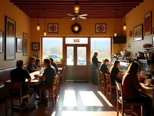 Cozy interior of Beans Espresso & More coffee shop in Hobbs with morning light
