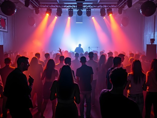 Energetic dance floor in an Istanbul nightclub with light show and diverse crowd