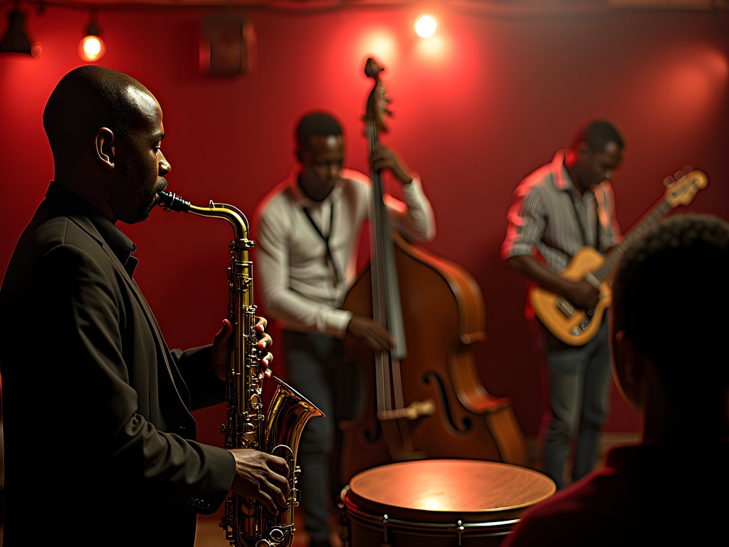 Jazz quartet performing at Jazzekissa venue in Kinshasa