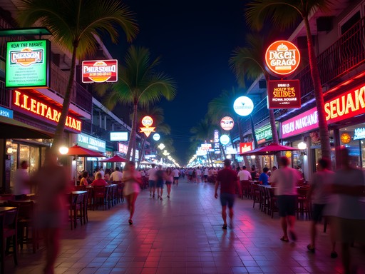 Vibrant nightlife scene at Green Mango Square in Koh Samui
