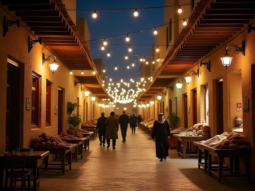 Atmospheric night scene at Souq Al-Mubarakiya traditional market in Kuwait City
