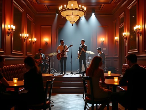 Elegant interior of Caribbean Club in Kyiv during a jazz performance