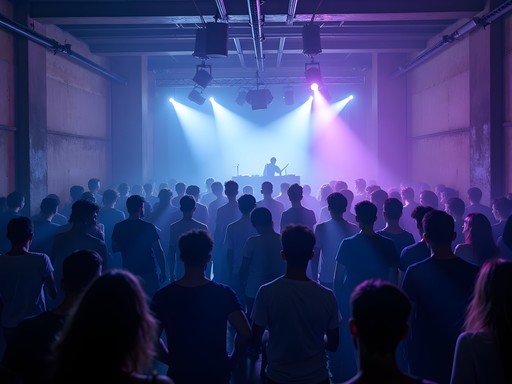Atmospheric dance floor at Closer nightclub in Kyiv with crowd dancing to electronic music