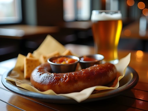 Traditional Cajun boudin sausage and accompaniments at a local Lafayette eatery