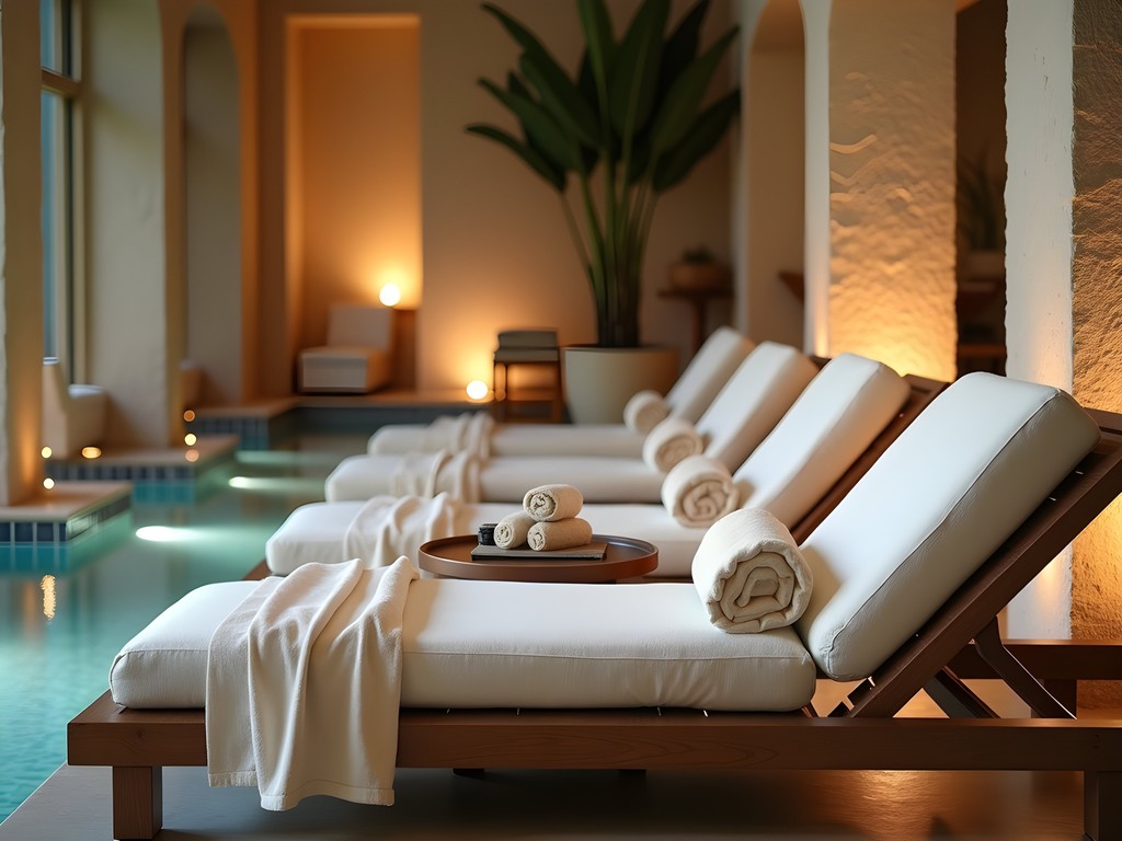 Luxurious Las Vegas spa relaxation area with person resting