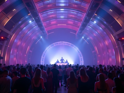 Marquee Dayclub Dome at The Cosmopolitan Las Vegas during after-hours with climate-controlled pool area and night lighting