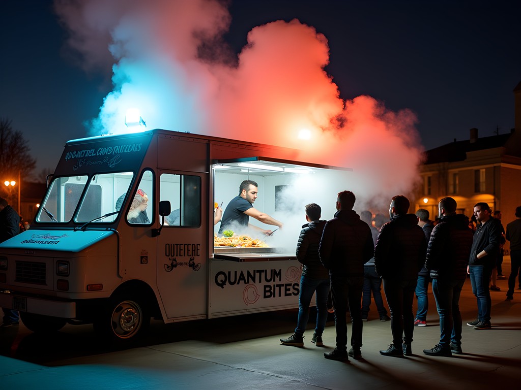 Molecular gastronomy preparation at Quantum Bites food truck in Lewiston