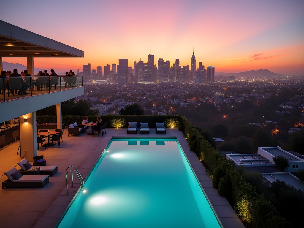 Sunset view from Skybar at the Mondrian Hotel in West Hollywood