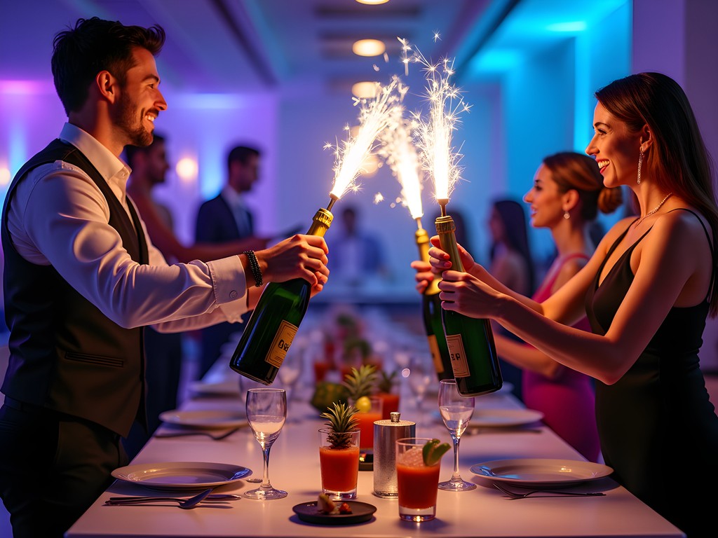 Luxury VIP table service at exclusive South Beach nightclub