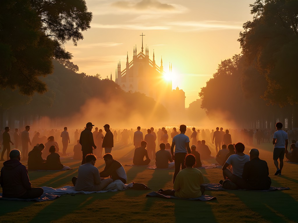 Sunrise gathering at Parco Sempione after a night out in Milan