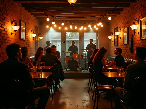 Jazz musicians performing in an intimate Monroe venue with atmospheric lighting