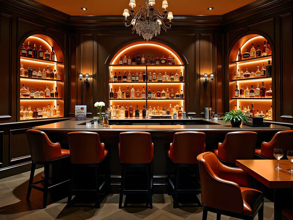 Elegant private members club in Mumbai with leather seating and extensive whiskey collection
